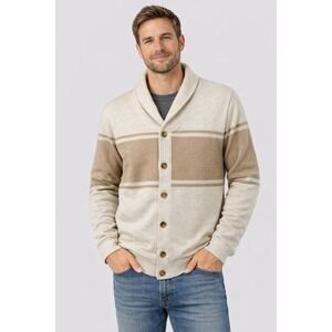 Goodfellow & Co‎ Shawl Collar Cardigan M Cream Tan Stripe NWT